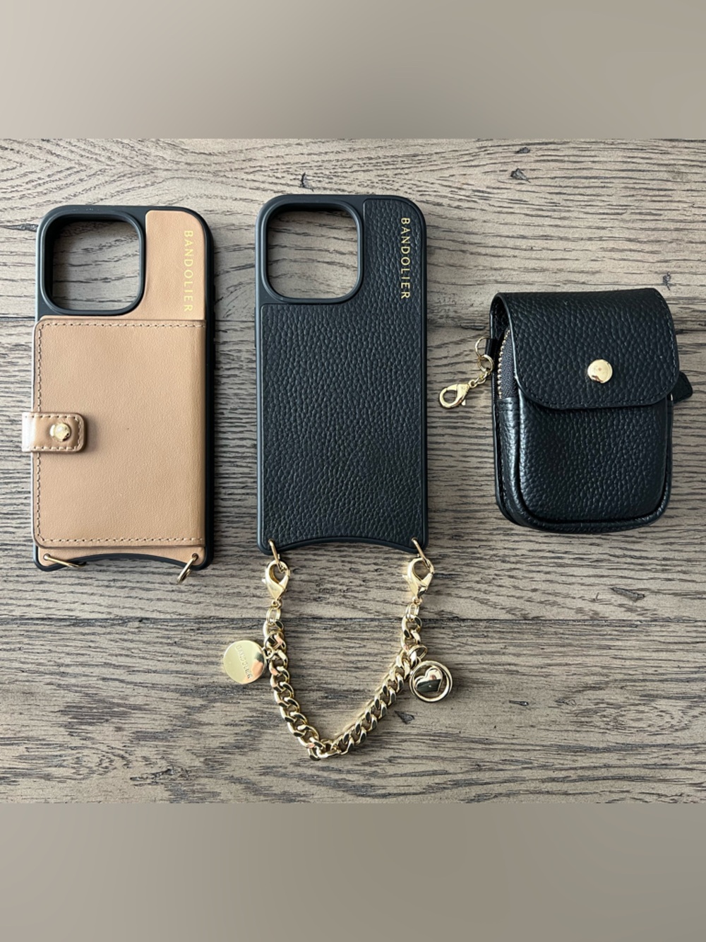 iPhone 16 PRO Bandolier Leather iPhone Case x2 with Wrist Strap and Magnetic Bag